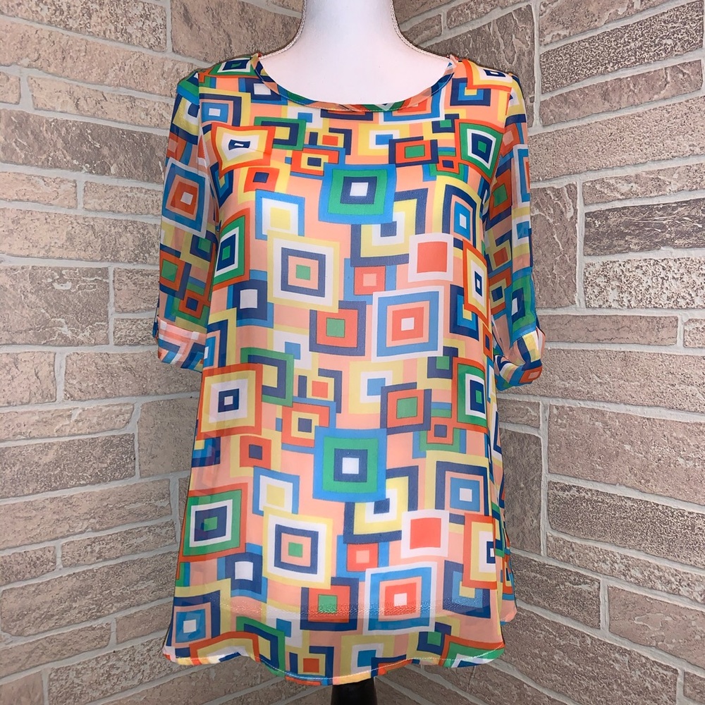Charlee Women’s Multicolor Geometric Blouse